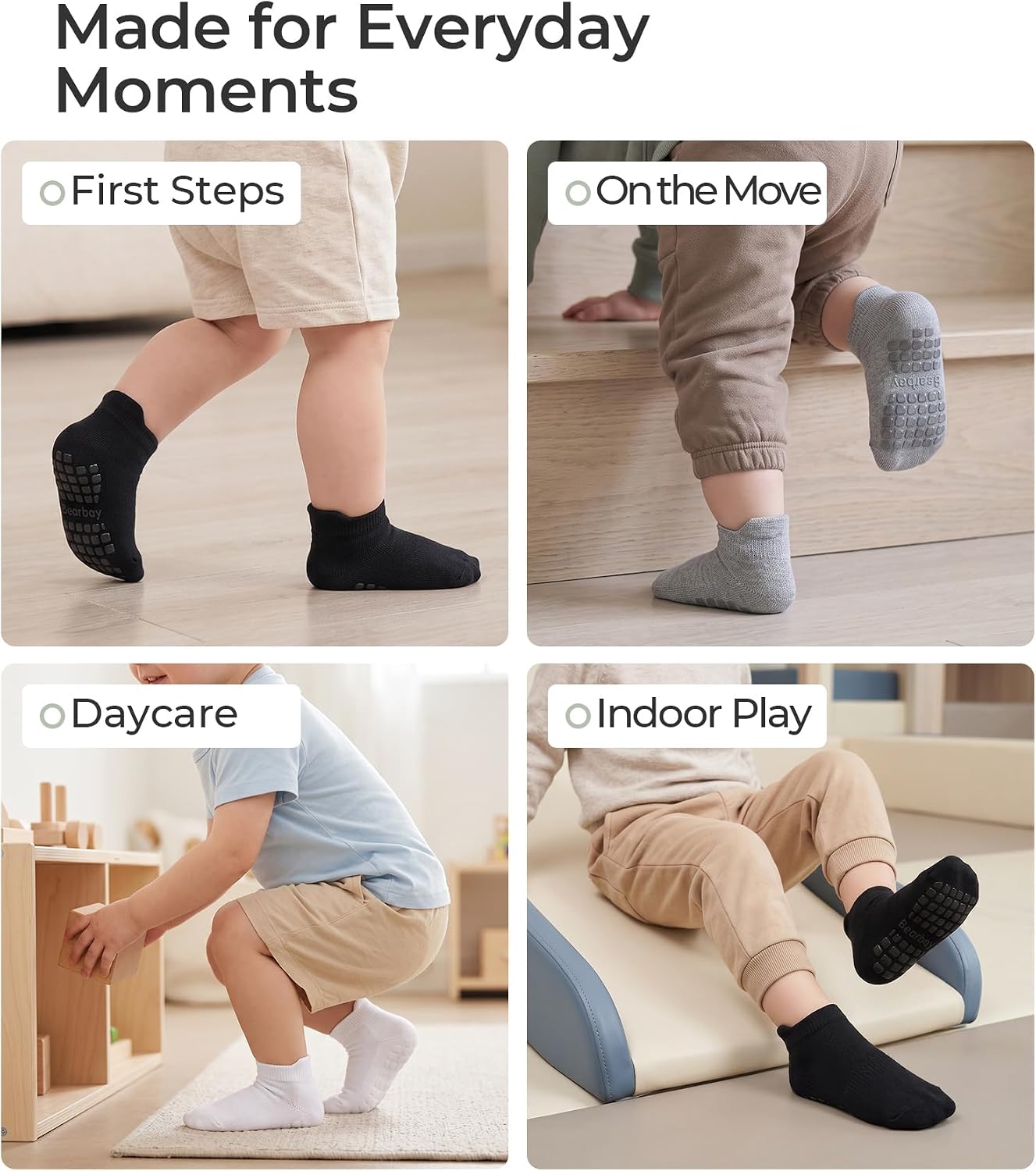 Thumbnail 6 de Bearbay Baby Non Slip Ankle Socks 9 Pairs