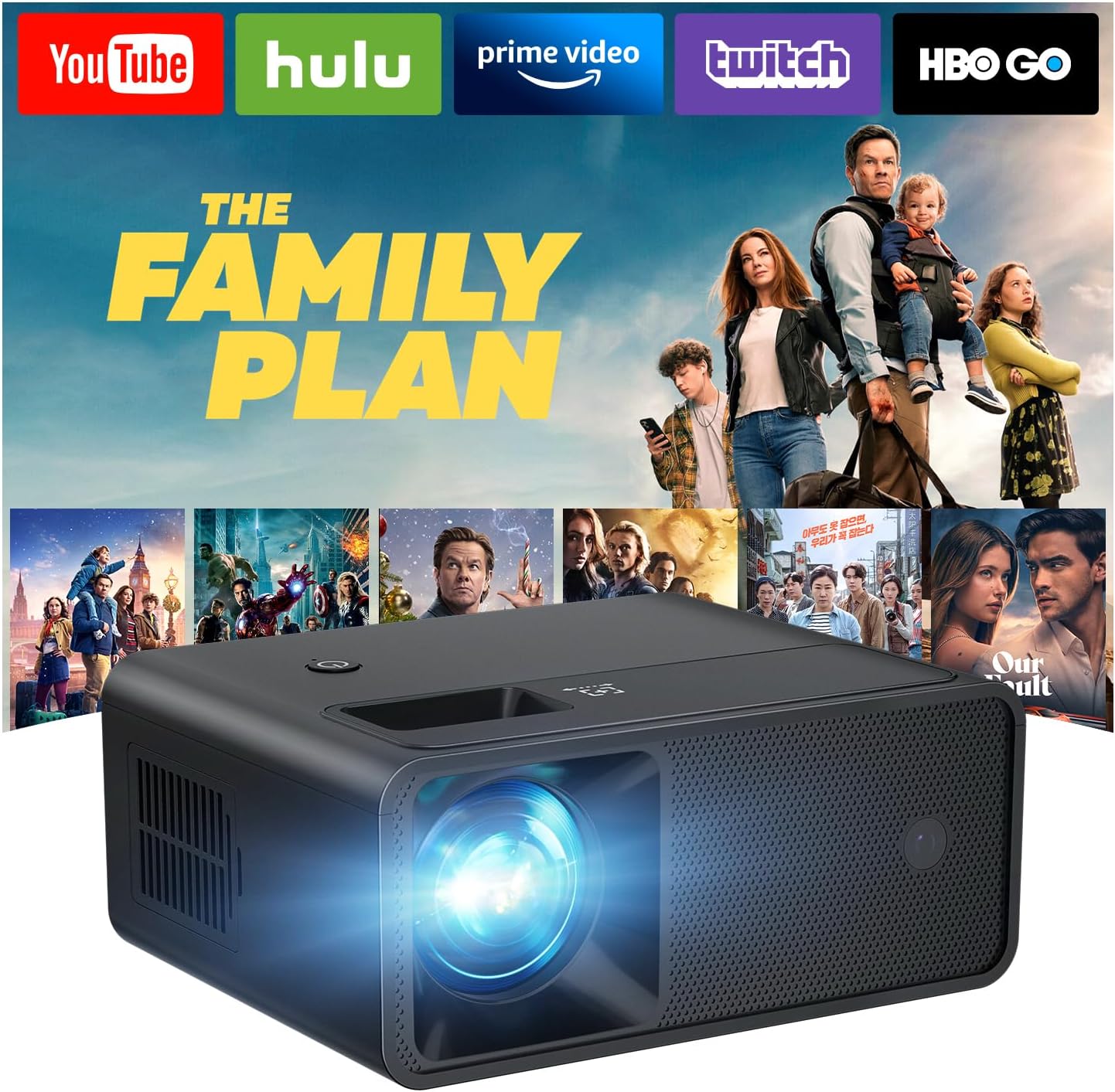 Detalle de CiBest Portable Mini Projector (White) — 2025 Upgraded Full HD 1080P