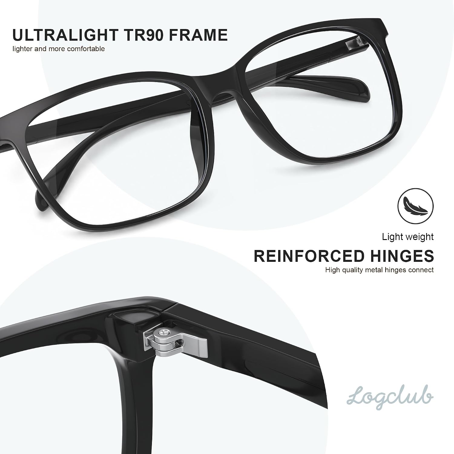 Detalle 1 de logclub Blue Light Blocking Glasses with TR90 Frame and Scratch-Resistant Lenses