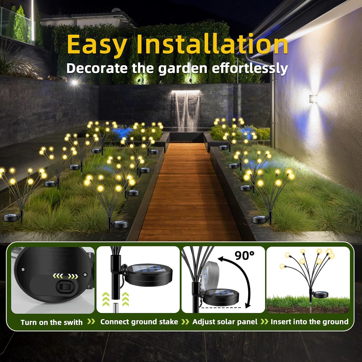 Thumbnail 5 de SCNNC Solar Firefly Lights – 8 LEDs, IP65 Waterproof (4 Pack)