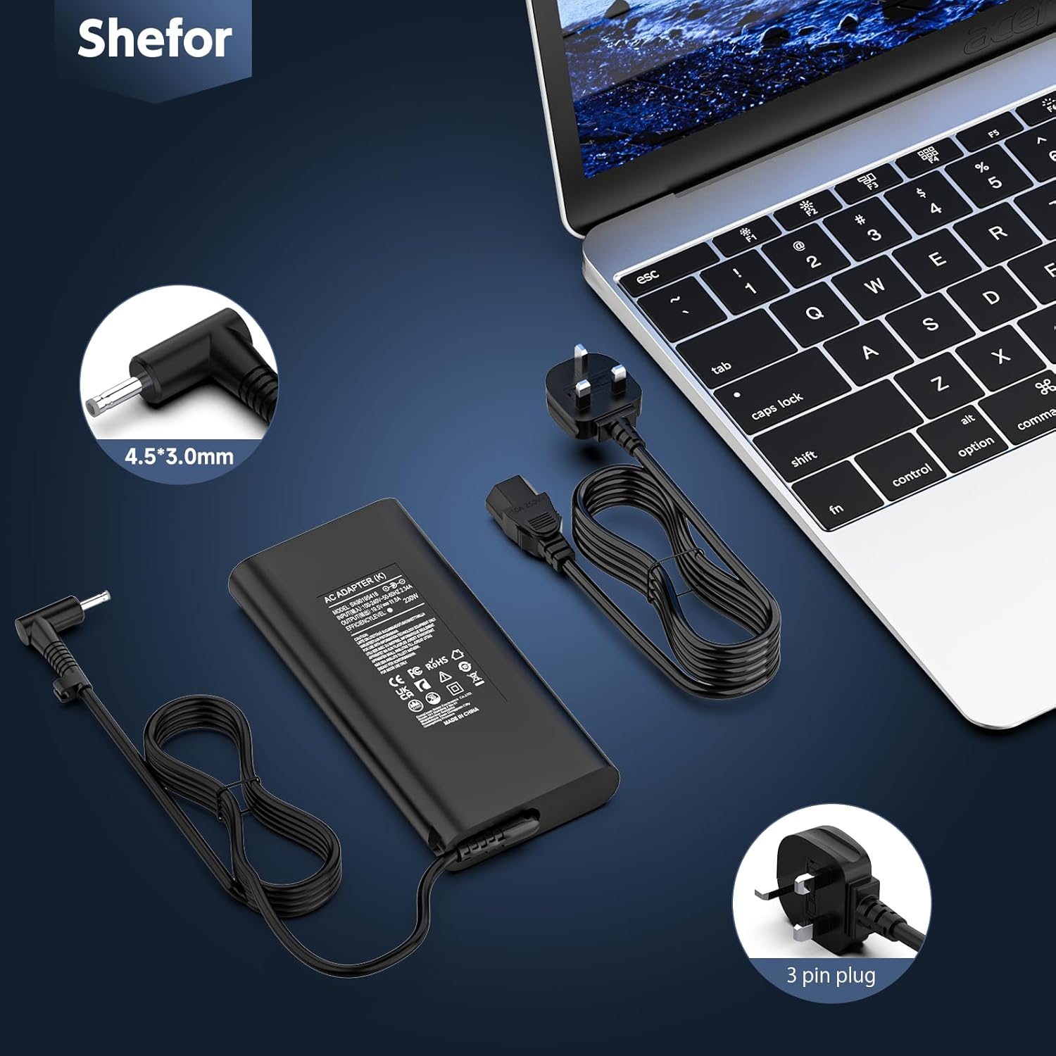 Thumbnail 1 de shefor 230W Laptop Charger 4.5×3.0mm for HP laptops
