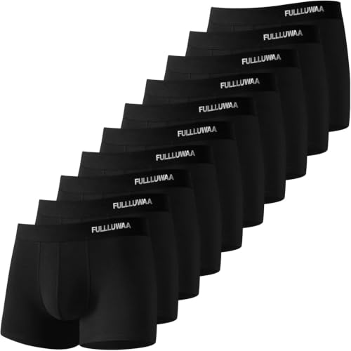 Detalle de Fullluwaa Boxer Homme Coton Lot de 10 - 2XL, Noir, Ceinture Élastique, Doux, logotype réfléchissant