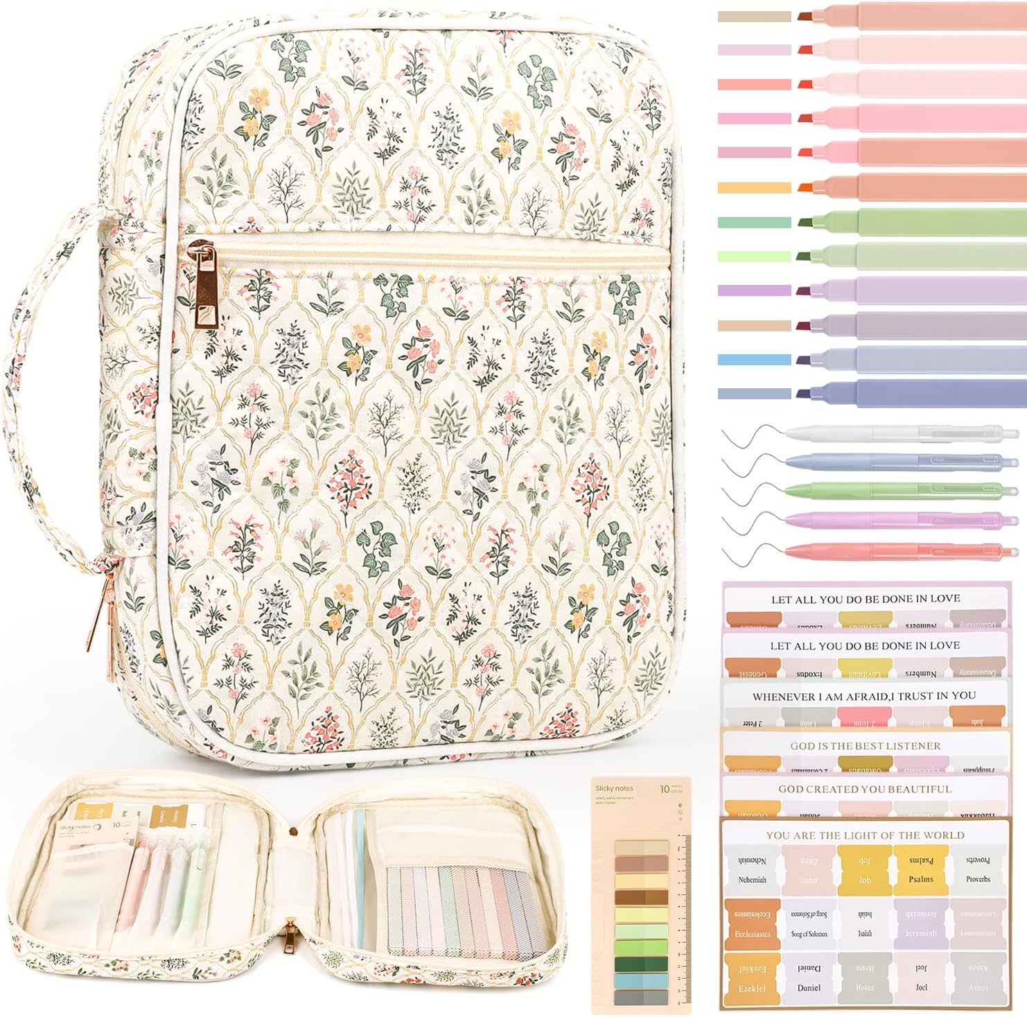 Detalle de KOUDGY Wildflower Meadow Bible Cover Case, Large Quilted Cotton Bag