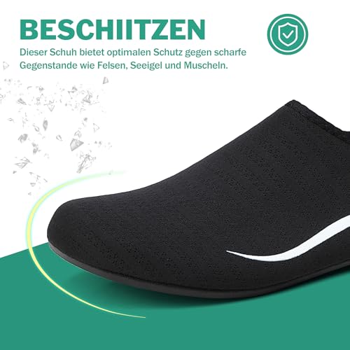Detalle de Sixspace Badeschuhe Damen/Herren Schwarz 42 EU – Wasserschuhe aus Neopren und Polyester