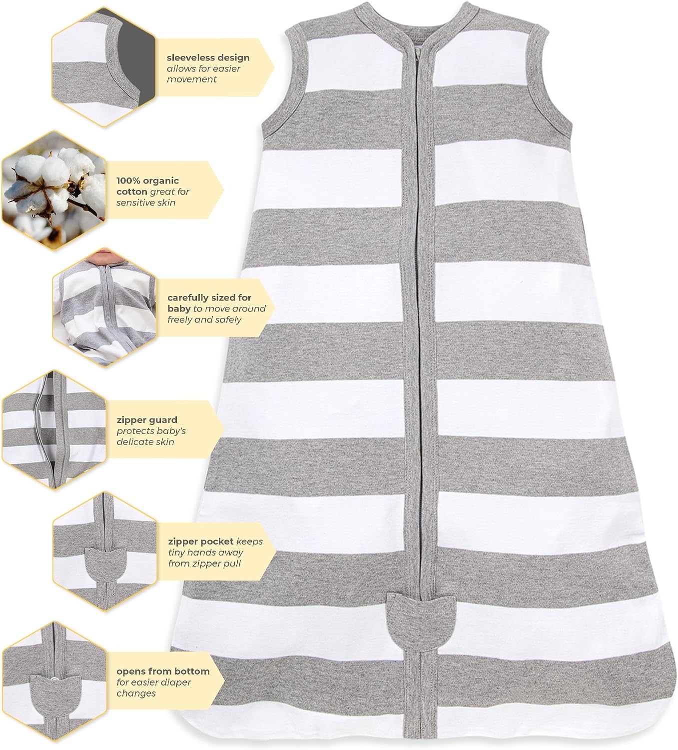 Thumbnail 1 de Burt's Bees Baby Infant Wearable Blanket, Organic Cotton Beekeeper (Lightweight 0.5 TOG / Medium Weight 1.5 TOG)