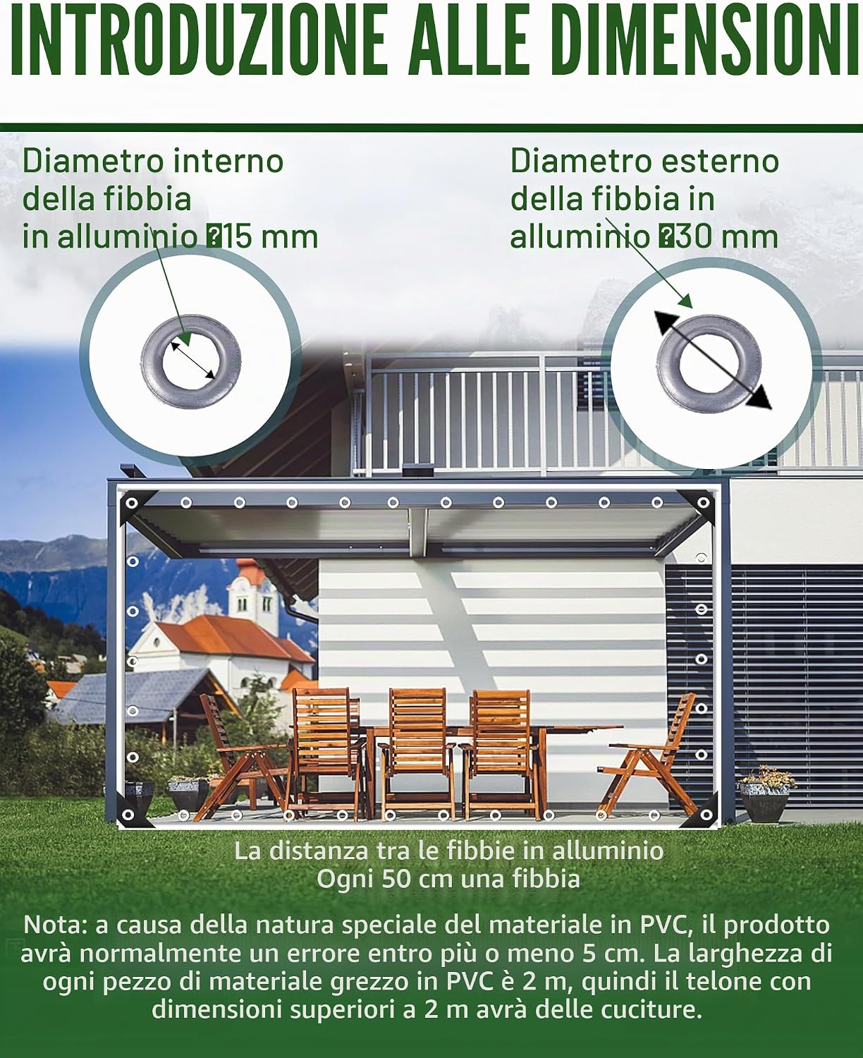Detalle de FoundGo 2.5x3m Telo Impermeabile Esterno Trasparente con Occhielli in Alluminio