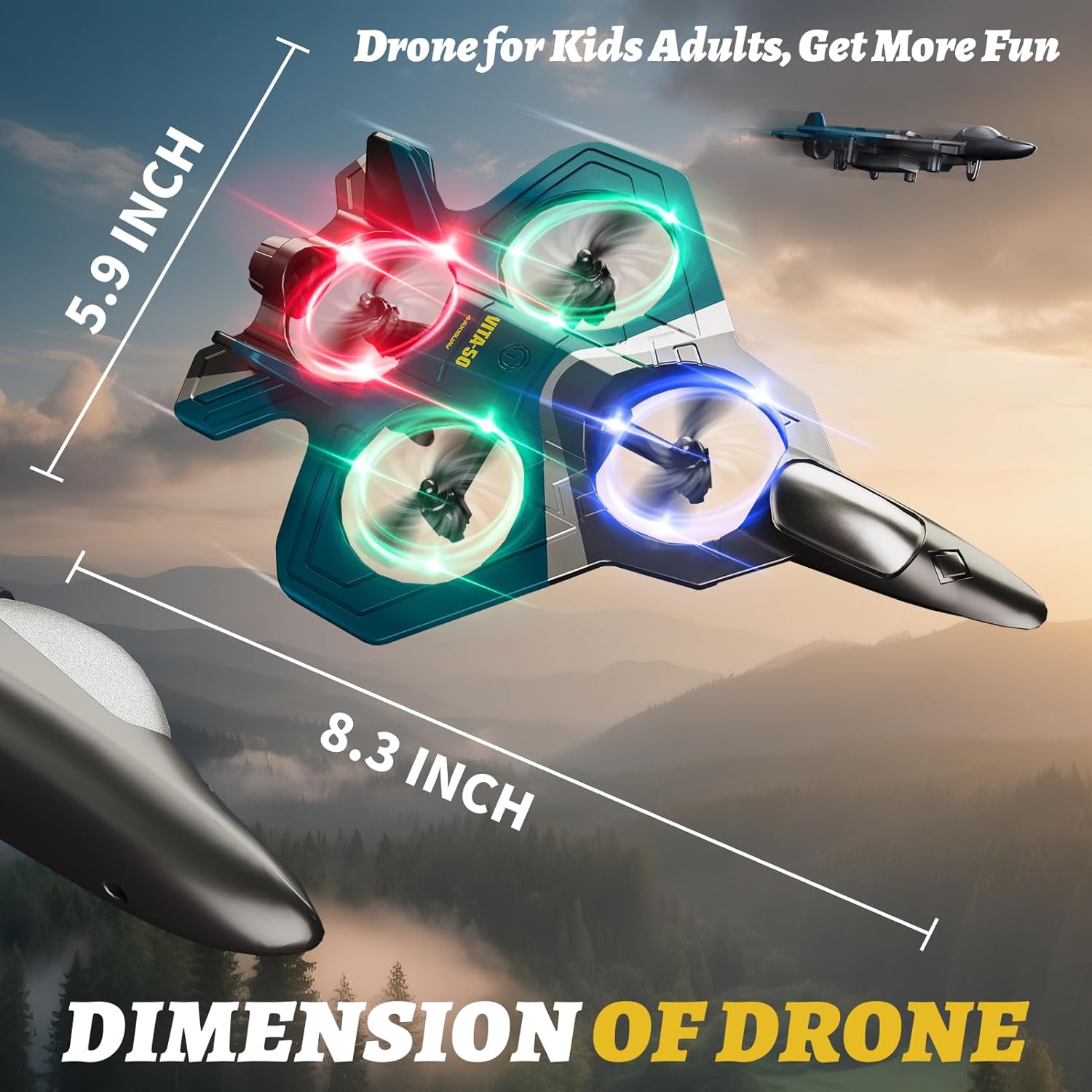 Thumbnail 6 de 4DRC V50 RC plane with 2 batteries and lights ✈