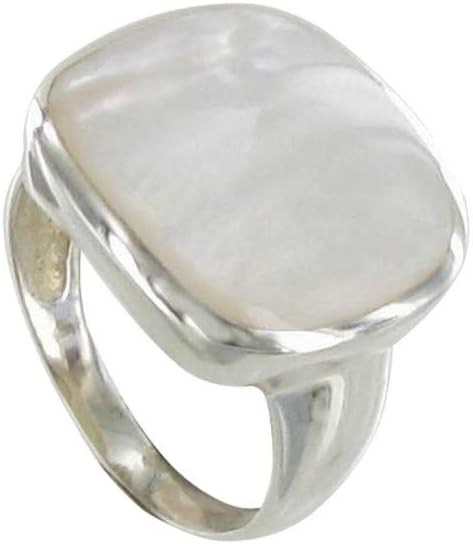 Thumbnail 1 de Bague Argent 925 Pavé Carré de Nacre Ivoire — Les Poulettes Bijoux