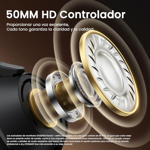 Detalle de DOQAUS Auriculares DJ con cable 50 mm | Conectores 3.5 mm y 6.35 mm