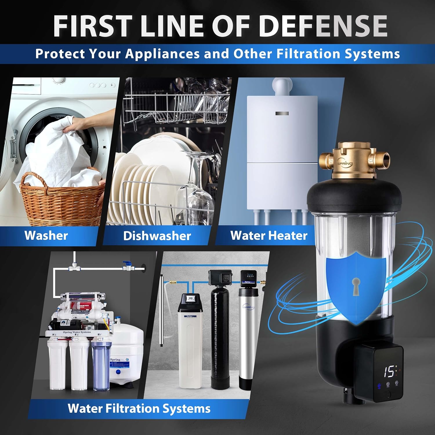 Detalle de iSpring WSP50J Jumbo Spin-Down Sediment Filter, 50-Micron Reusable Prefilter