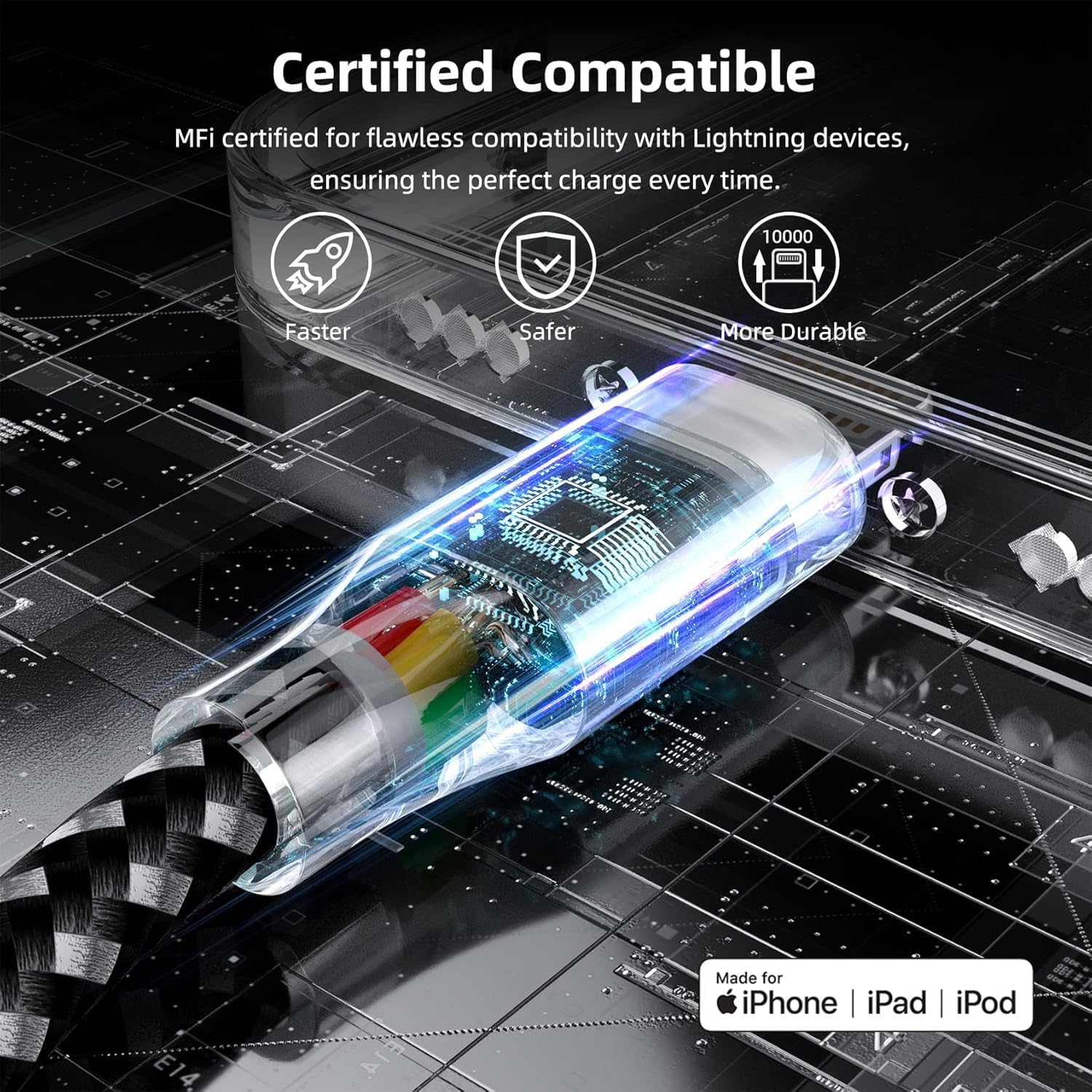 Thumbnail 1 de Apple iPhone Fast Charging Cable 10 ft 3-pack