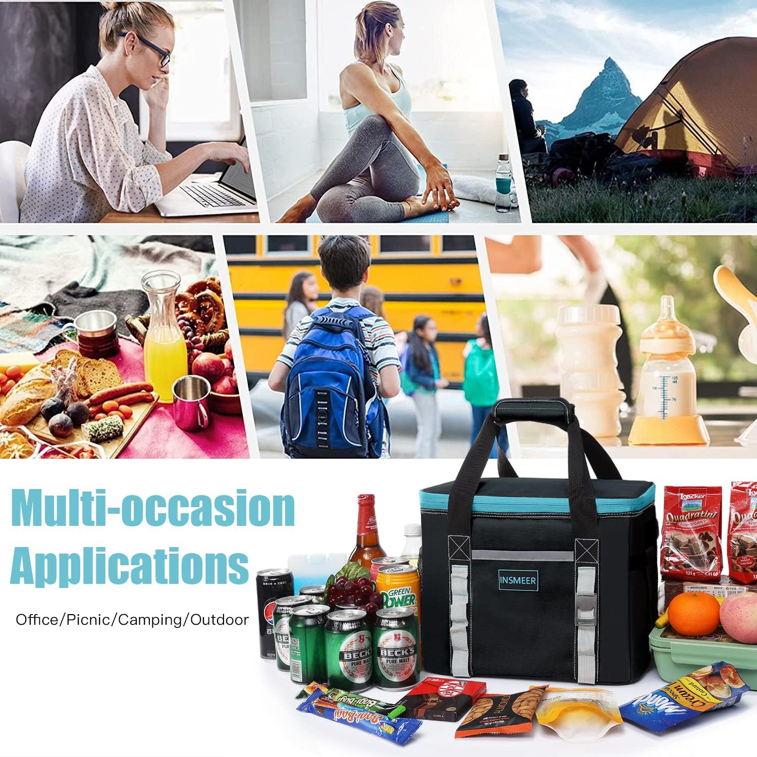 Thumbnail 4 de INSMEER Small Cool Bag 65 Can: Foldable Soft Cooler for Beach, Picnic and Travel
