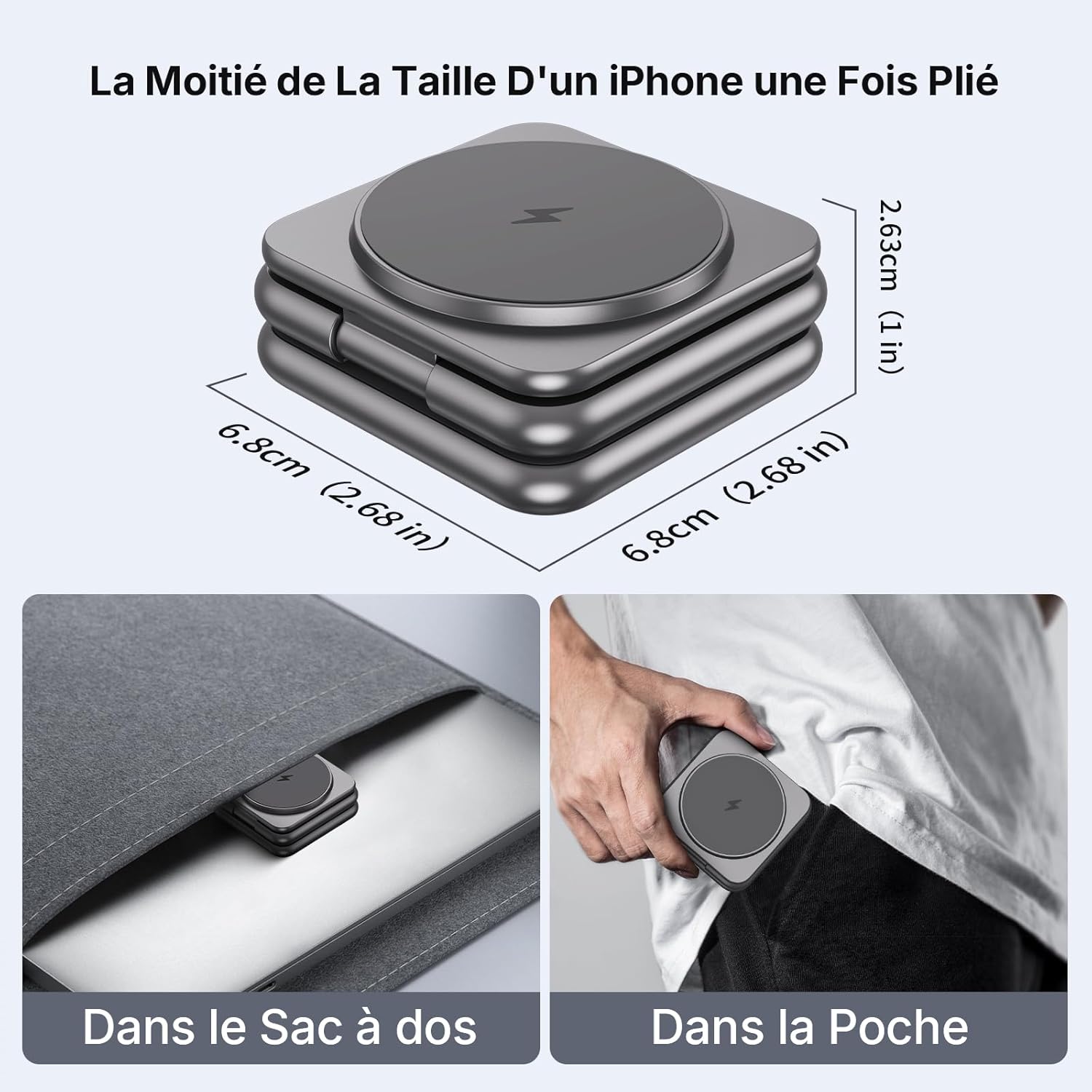 Thumbnail 2 de Alilong Chargeur Induction 3 en 1 Magnétique Folding: Chargeur sans Fil Alliéage Zinc pour iPhone, Apple Watch et AirPods