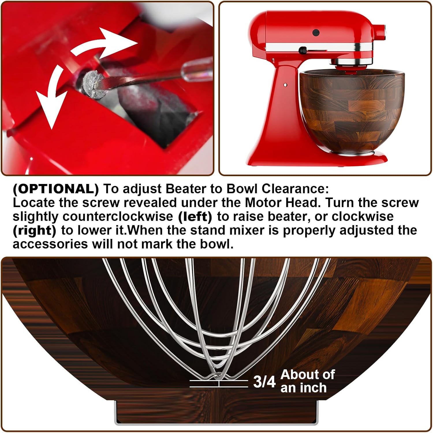 Detalle 2 de Cofun Premium Wood Mixing Bowl for 4.5–5 Qt Tilt-Head Stand Mixers (Acacia Wood)