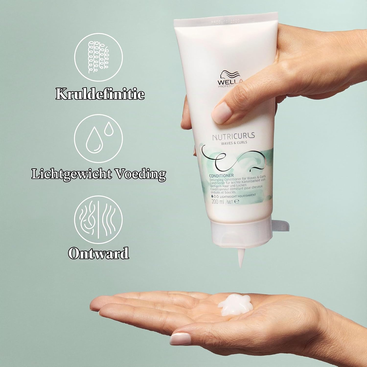Detalle de Wella Professionals NUTRICURLS Detangling Conditioner, 1 l voor golvend en krullend haar