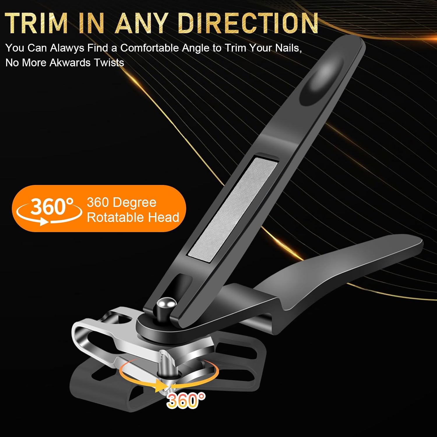 Detalle 2 de DUAIU 7-piece toenail clippers set for thick and ingrown nails with 360° rotating head