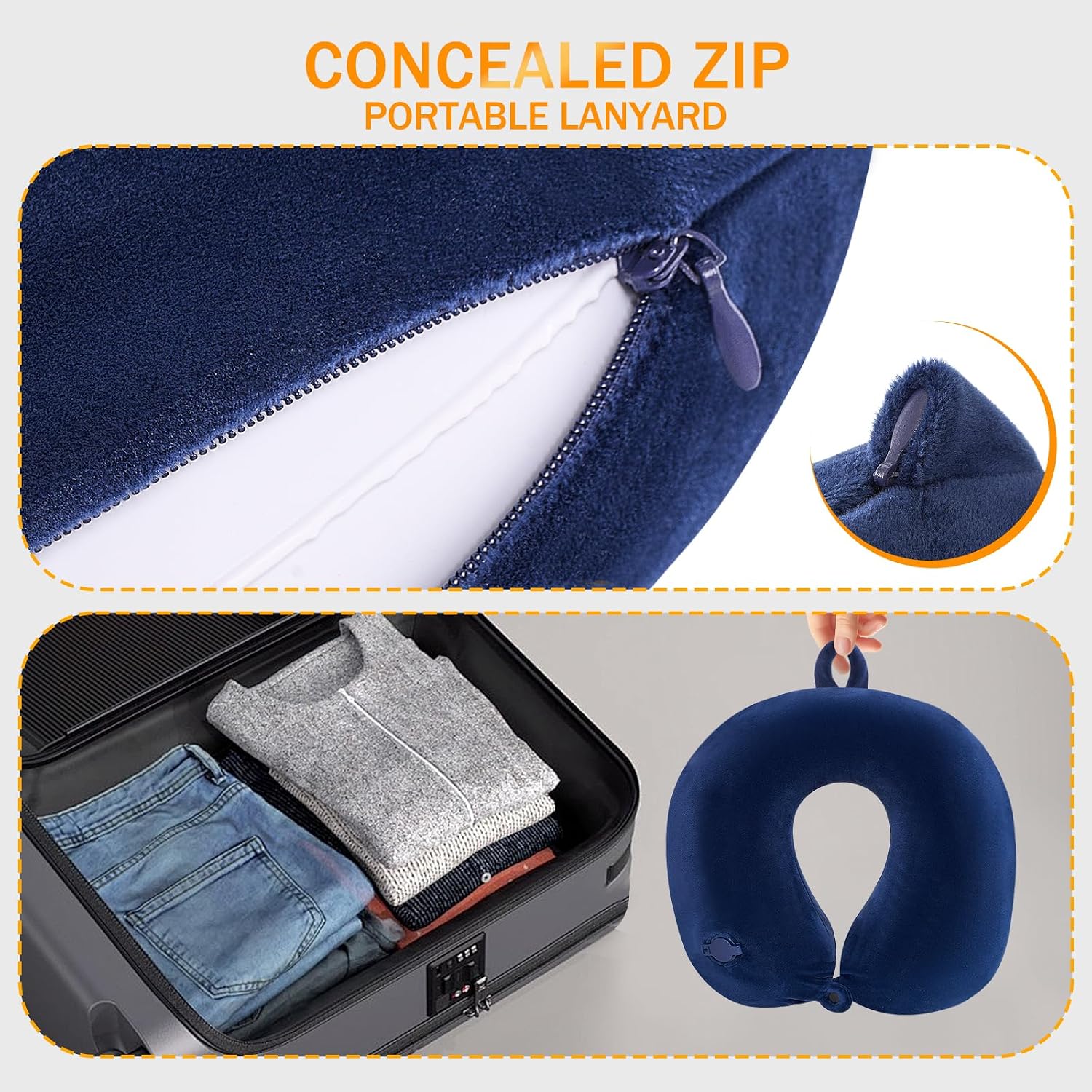 Thumbnail 5 de JetsCush Inflatable Travel Neck Pillow with Eye Mask and Earplugs (Blue)