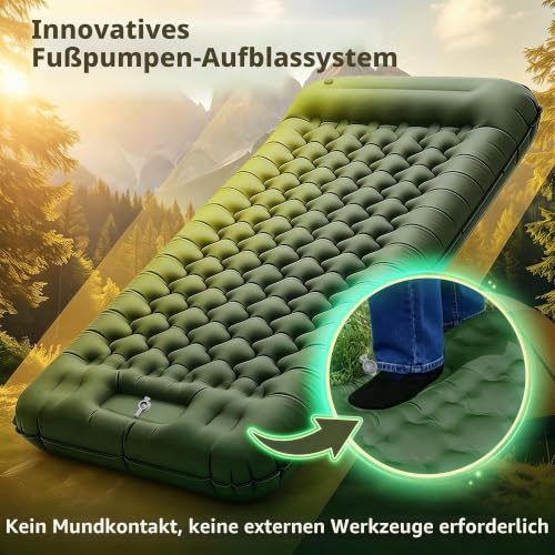 Thumbnail 3 de BLUEVER Aufblasbare Schlafmatte Extra Breit mit Fußpumpe – komfortable Campingmatte
