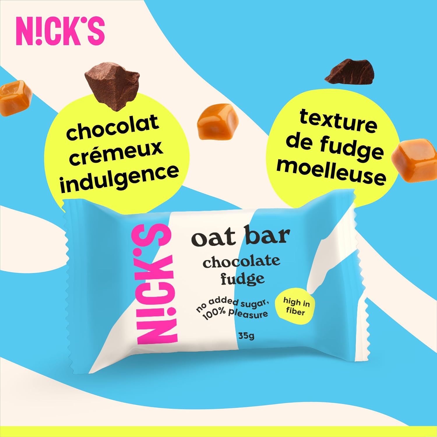 Thumbnail 4 de N!CK’S NICKS Barre d’avoine fudge au chocolat (flapjack) – sans sucre ajouté, riche en fibres – 12x35 g