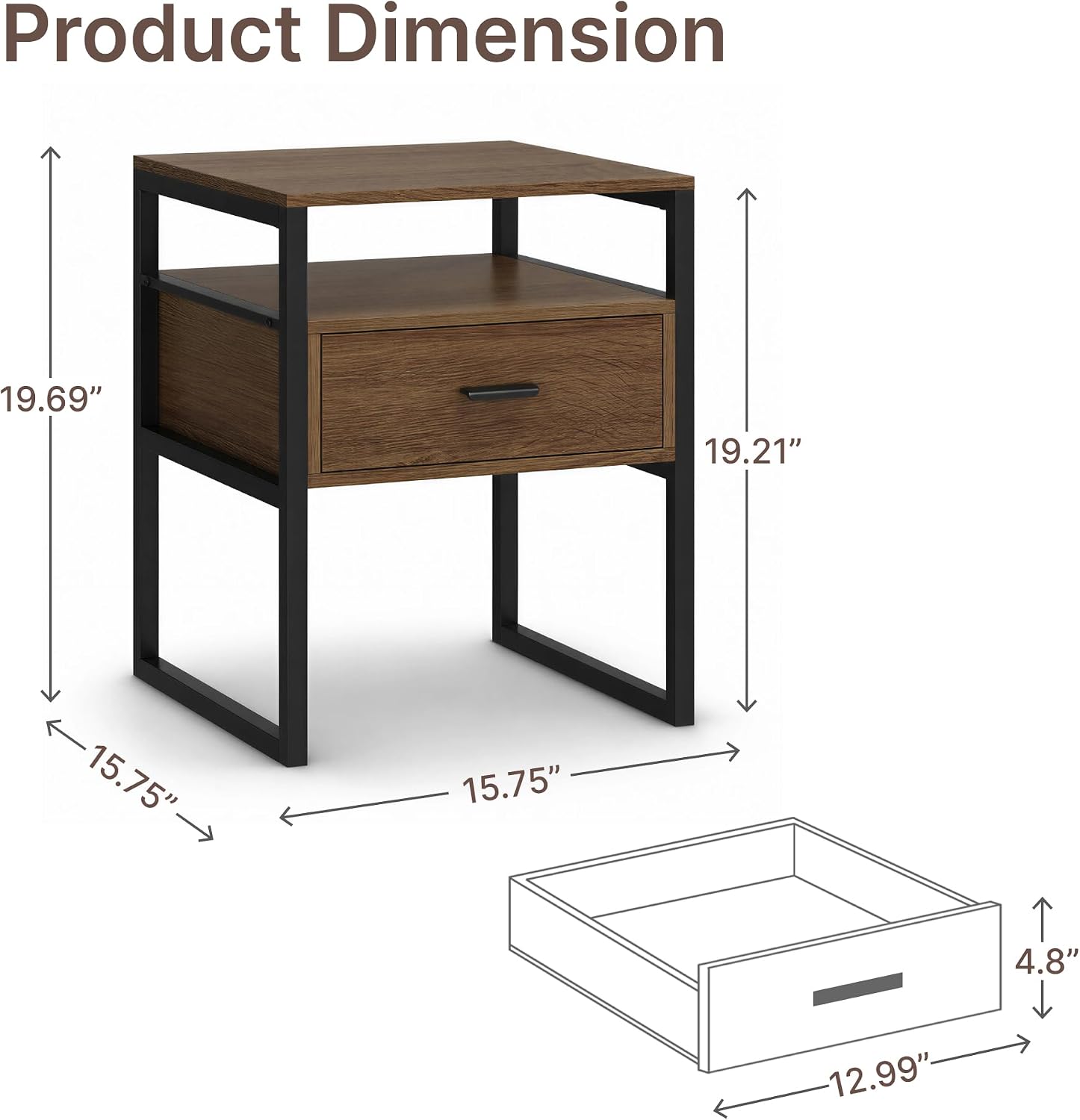 Detalle 2 de KISLOT Nightstand Set in Walnut