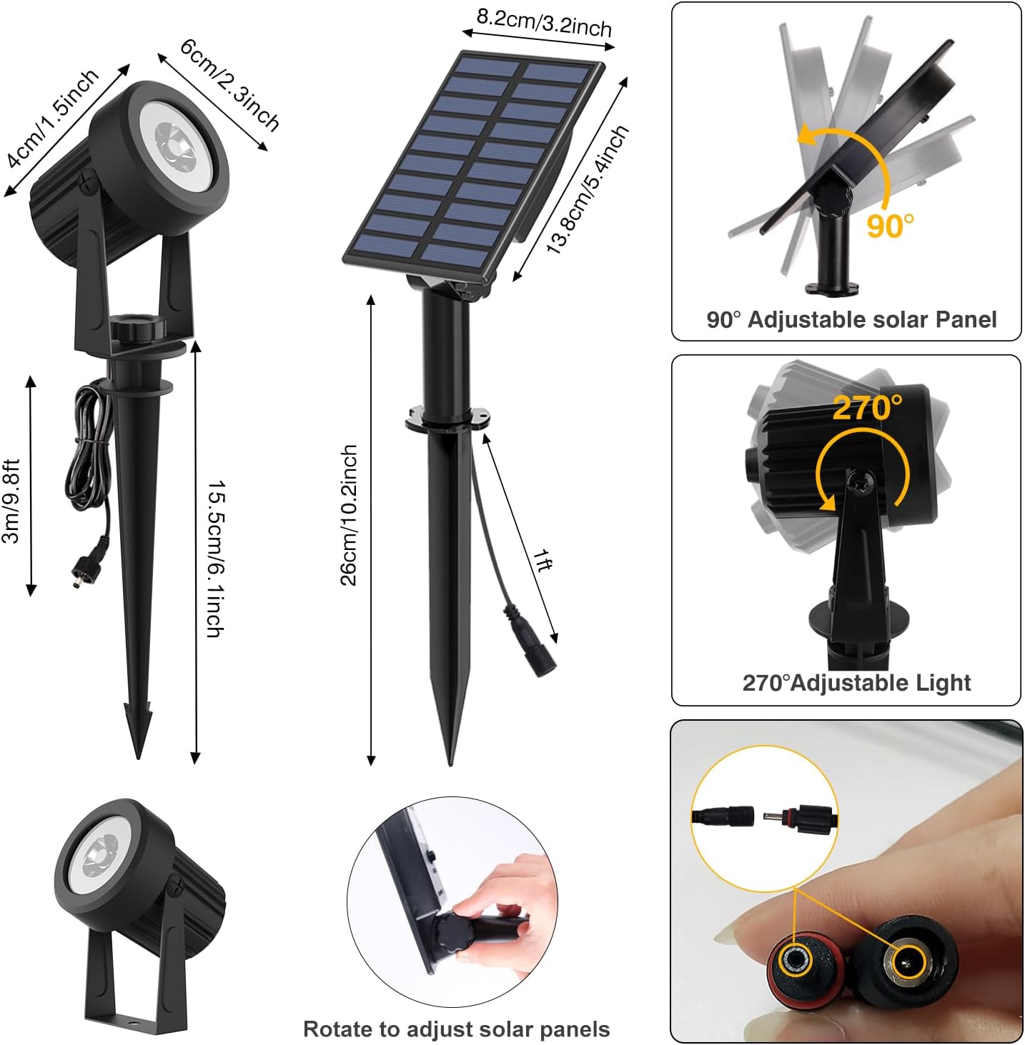 Detalle 2 de NATPOW Solar Gartenstrahler 3000K IP65 2er-Set