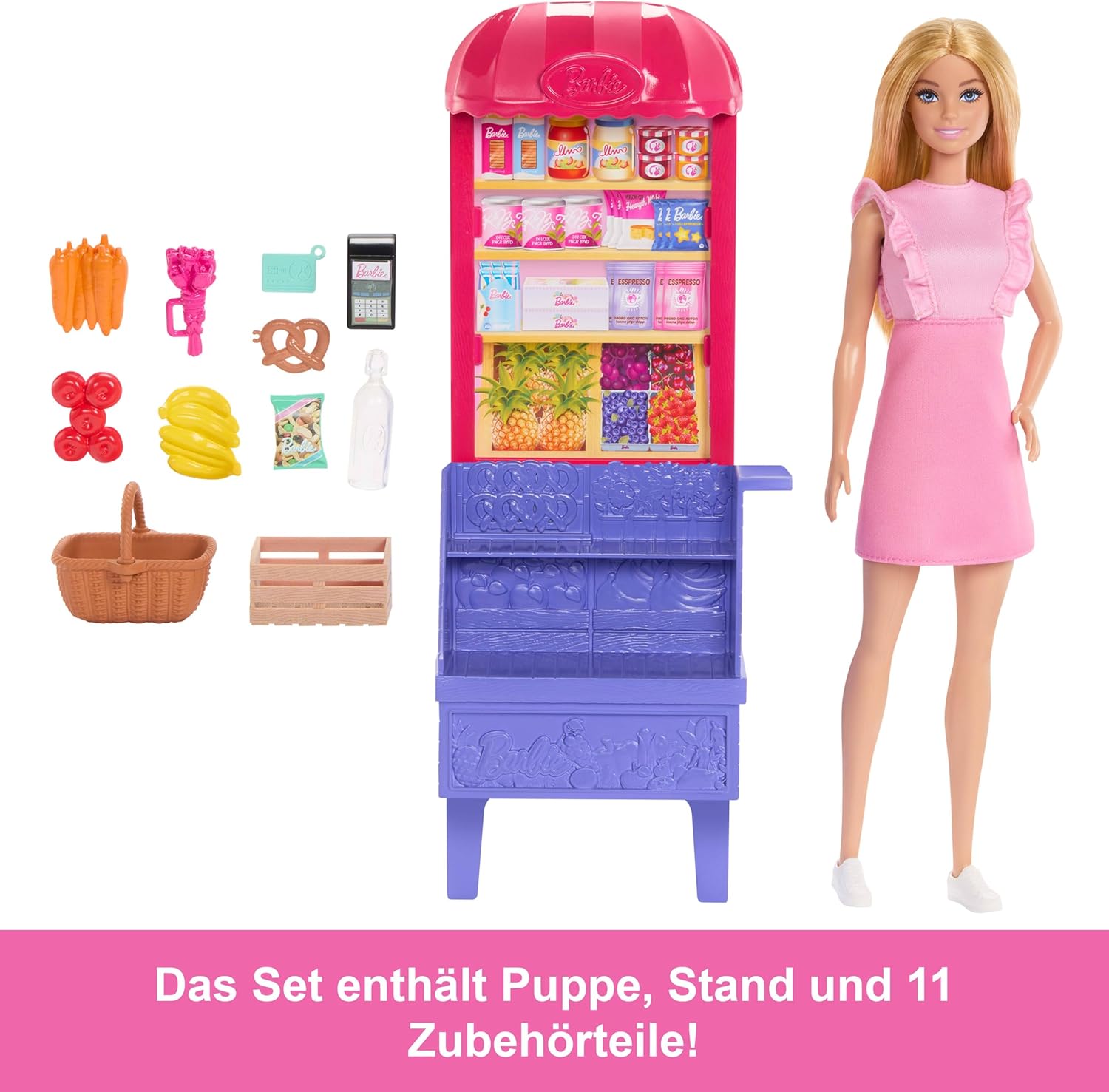 Thumbnail 4 de Barbie und Teresa Rezept für Freundschaft: Malibu auf dem Markt Spielset mit 11 Zubehörteilen