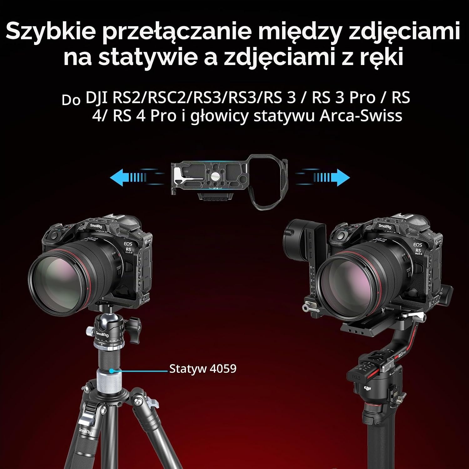 Detalle 2 de SMALLRIG 4975 Black Mamba – klatka do Canon EOS R5 Mark II z mocowaniami 1/4″ i 3/8″