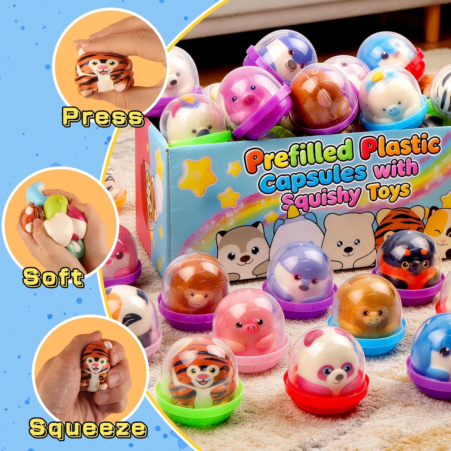Detalle de KissFree 20 Pack Animal Squishy Toys in Ready-to-Give Capsules