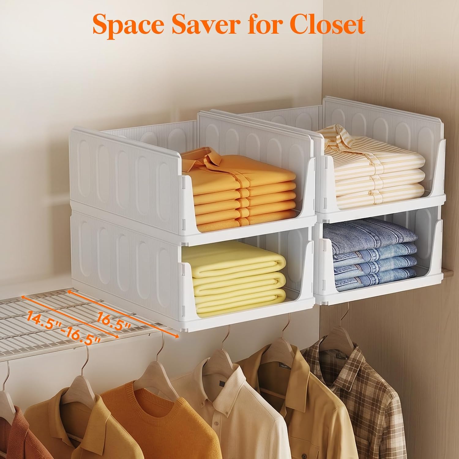 Detalle 2 de Lifewit 25007 Stackable Closet Organizers, 5-Pack Plastic Storage Bins, White
