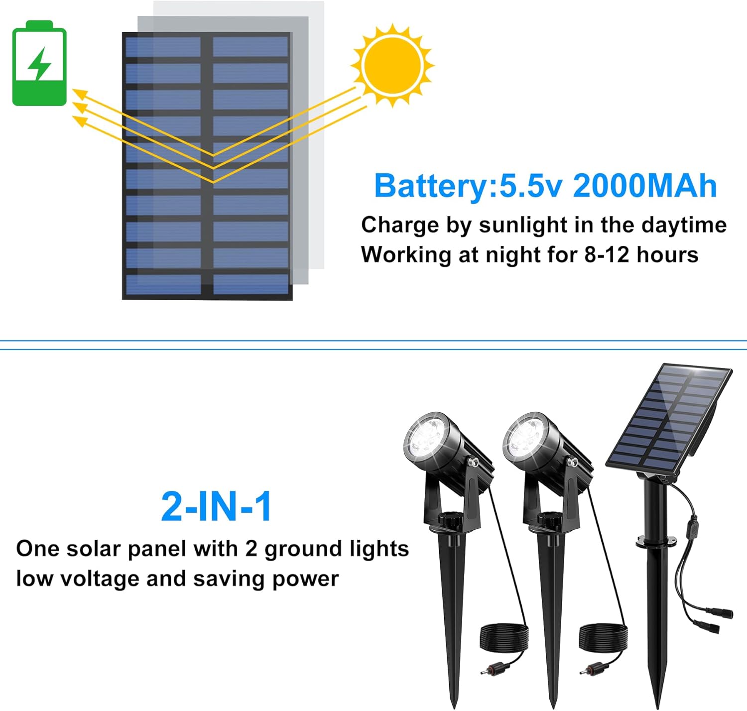 Thumbnail 1 de NATPOW Gartenstrahler Solar mit LED, IP65 und 2 Helligkeitsstufen (6000K) – für Wege, Hof & Einfahrt
