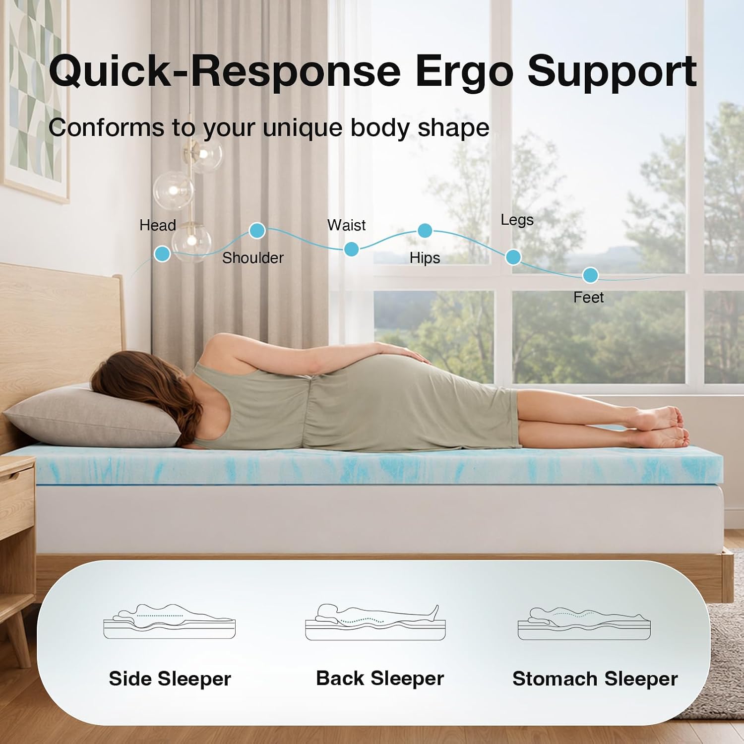 Thumbnail 2 de Novilla Memory Foam Mattress Topper 2-Inch