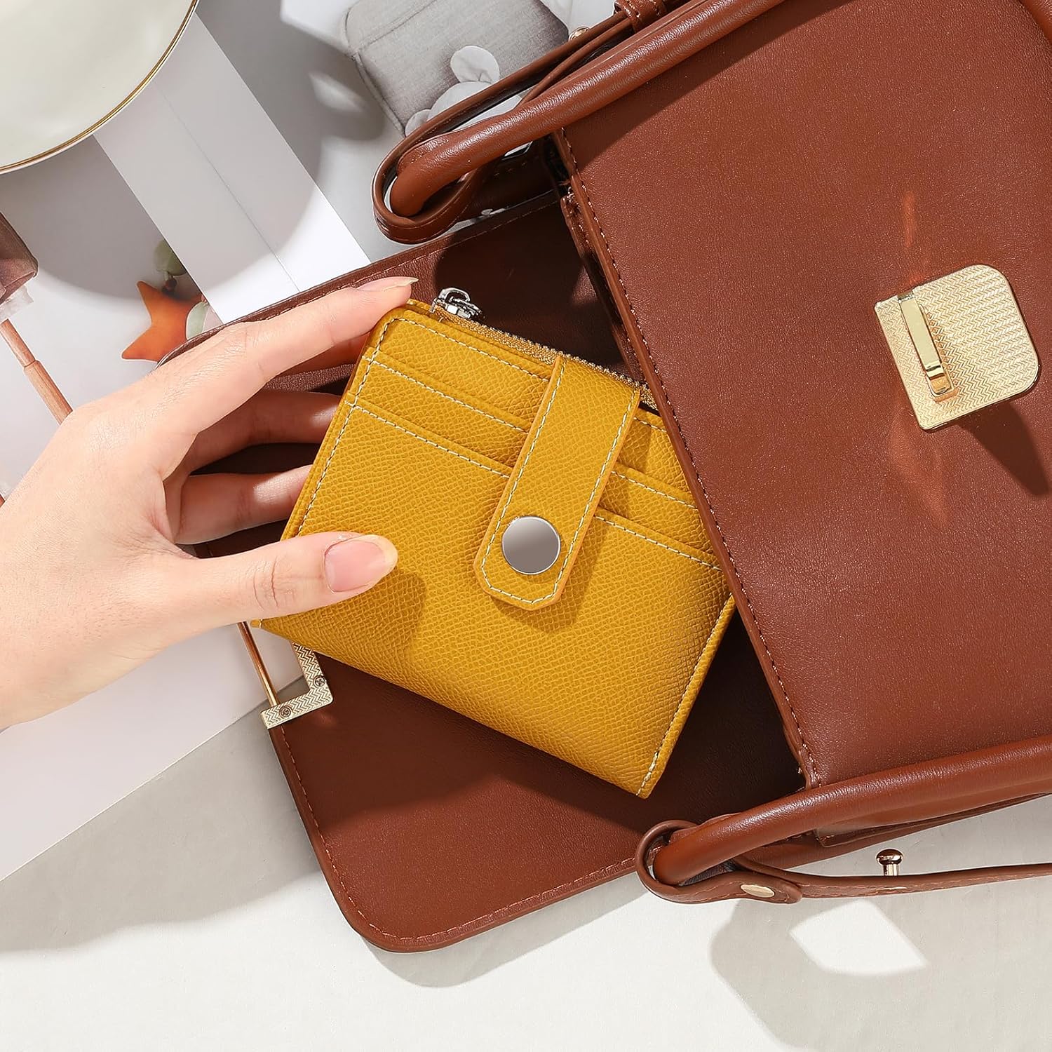 Thumbnail 5 de FALAN MULE Damen Geldbörse klein mit Reißverschluss und RFID-Blockierung (11 × 9,5 × 3 cm)