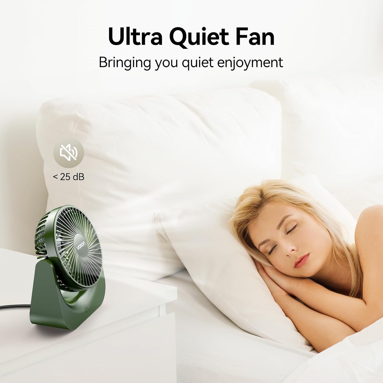 Thumbnail 3 de VOXON Desk Fan with 5 Speeds – USB-A Powered, 90° Rotation, Quiet 1.5m Cable