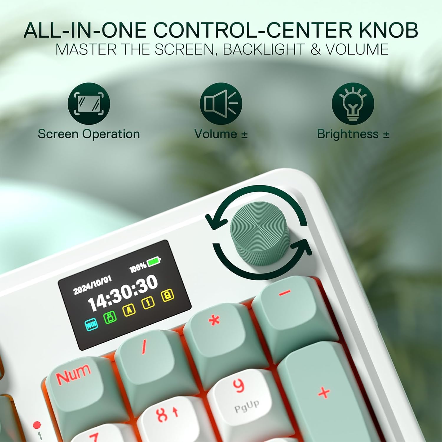 Detalle de Redragon K719 Kabellose Gasket-Gaming-Tastatur mit 95 Tasten, TFT-Display und linearen Mint Mambo Switches