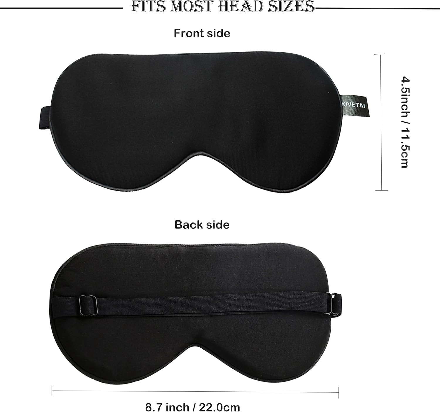 Detalle de KIVETAI Silk Eye Mask 19MM Mulberry Silk Sleep Mask (Black) with 6A Grade Silk