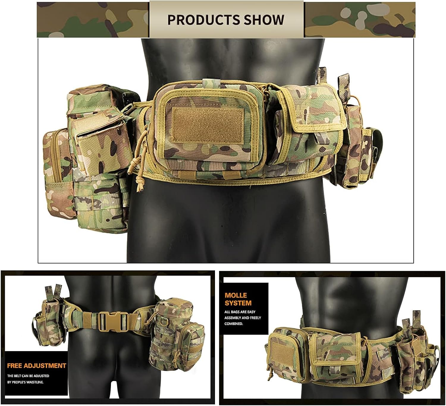 Detalle 1 de BOMTURN Tactical Battle Belt 7-in-1 Set
