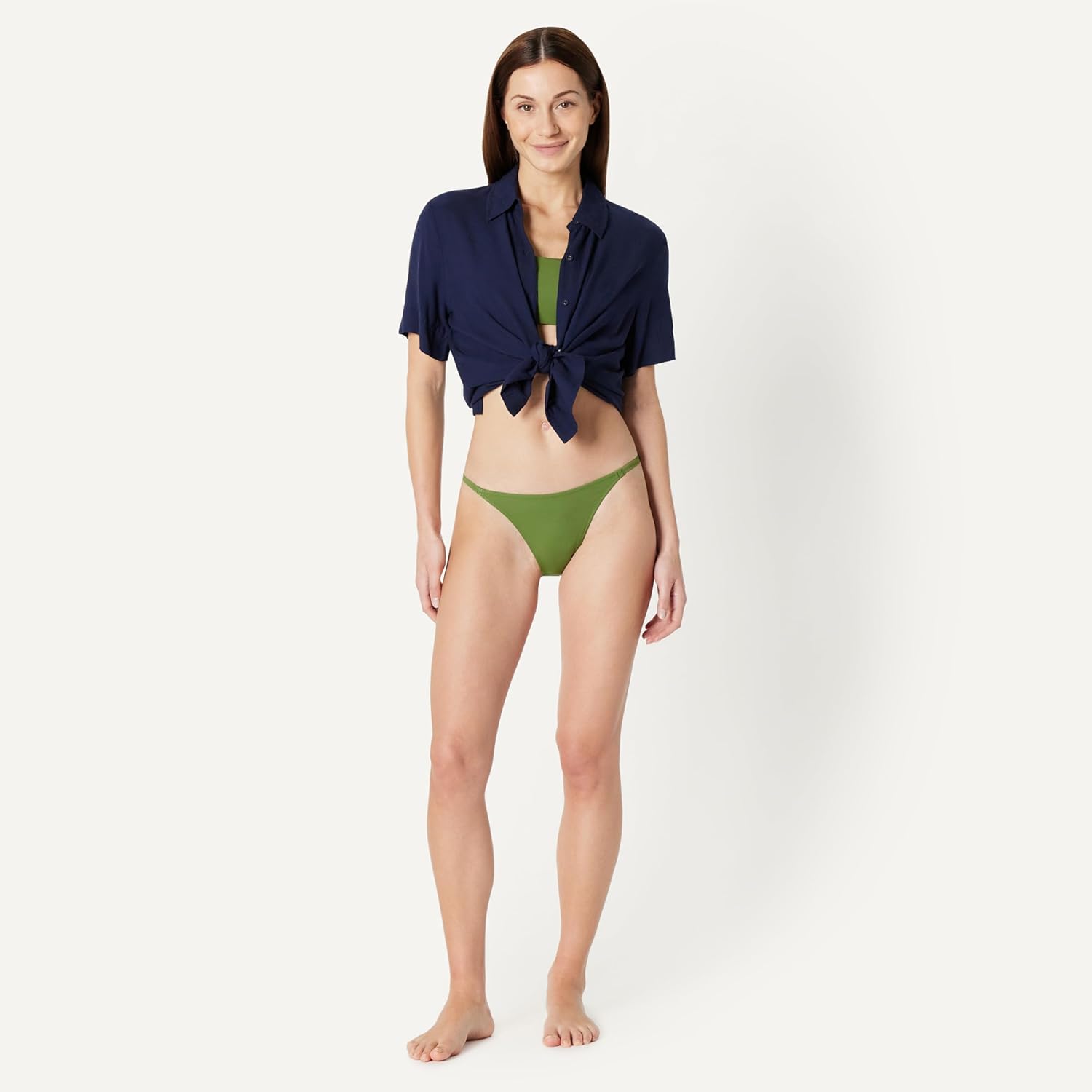 Detalle de Amazon Essentials Women’s no-tie String Swim Bikini Bottom (low-rise, full-coverage back)