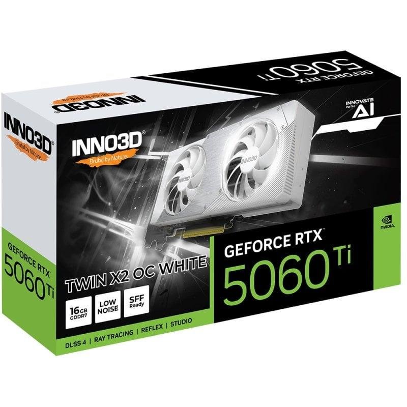 Detalle 2 de INNO3D GeForce RTX 5060 Ti TWIN X2 OC 16GB GDDR7 Reflex 2 RTX AI DLSS4 Blanca