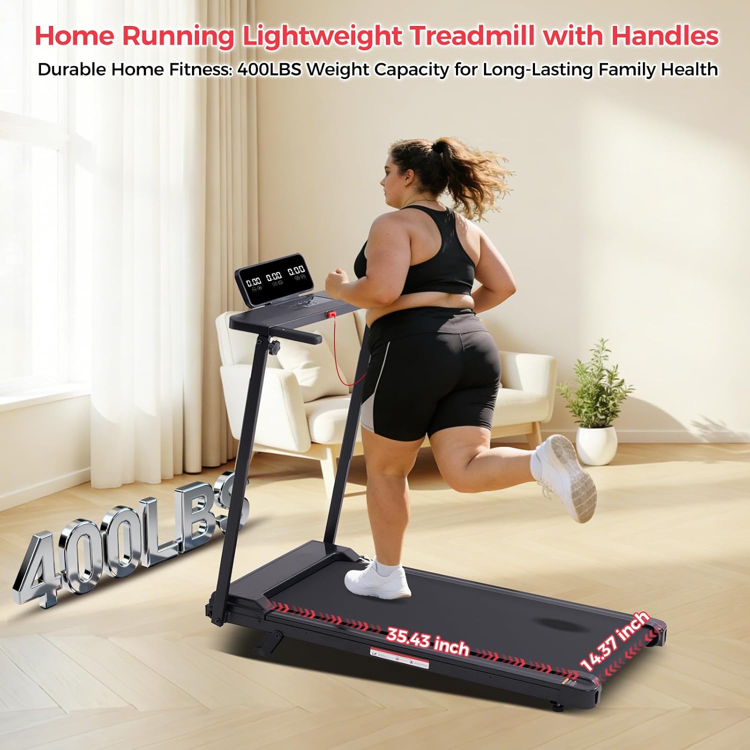 Thumbnail 5 de Kassadin 380AM-61L Folding Walking Pad Treadmill with Handle Bar, 3.5HP