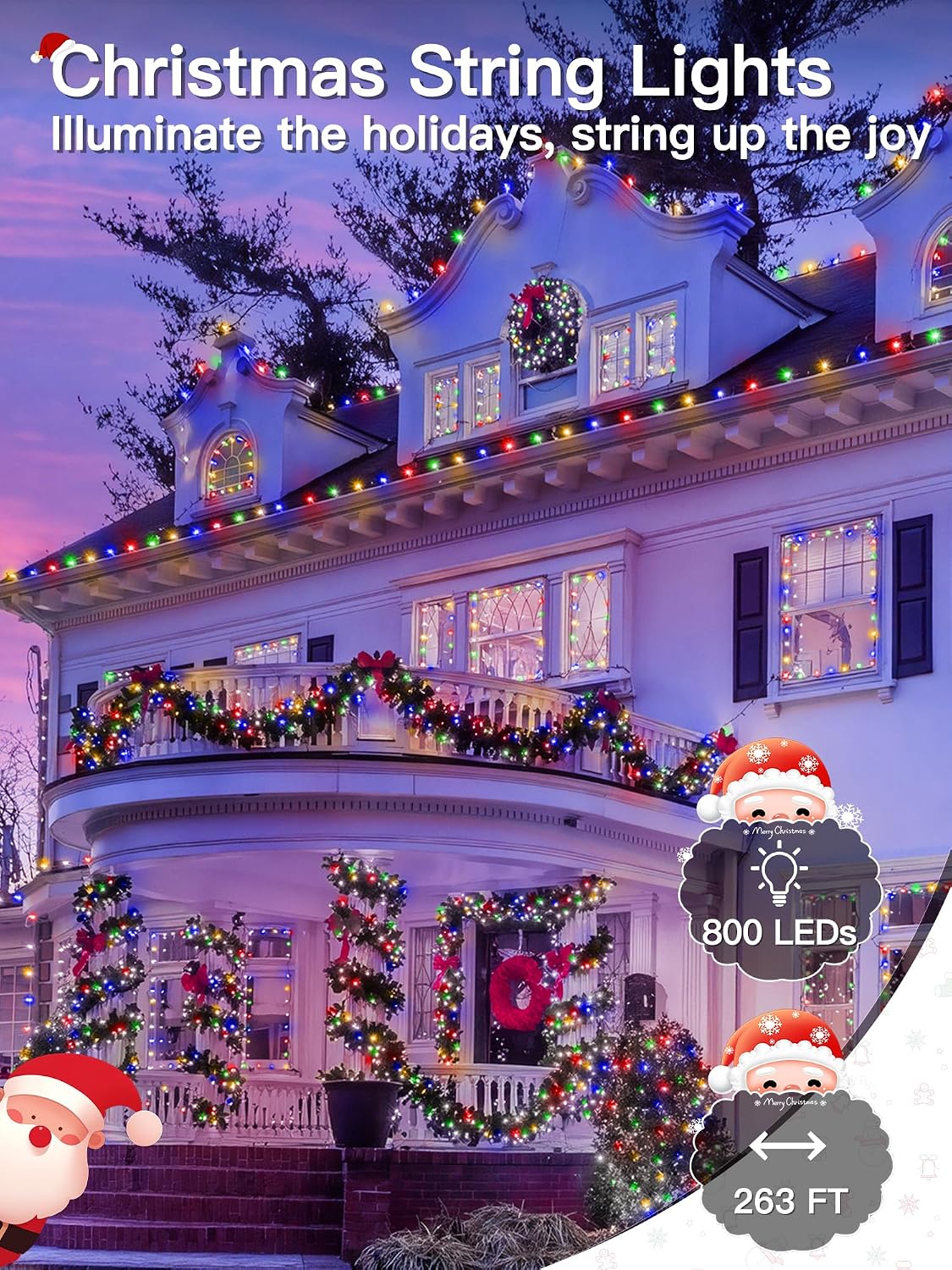 Detalle 2 de Guhope NYA0800J Christmas Lights, 263 ft, 800 Multicolor LEDs, 8 Modes