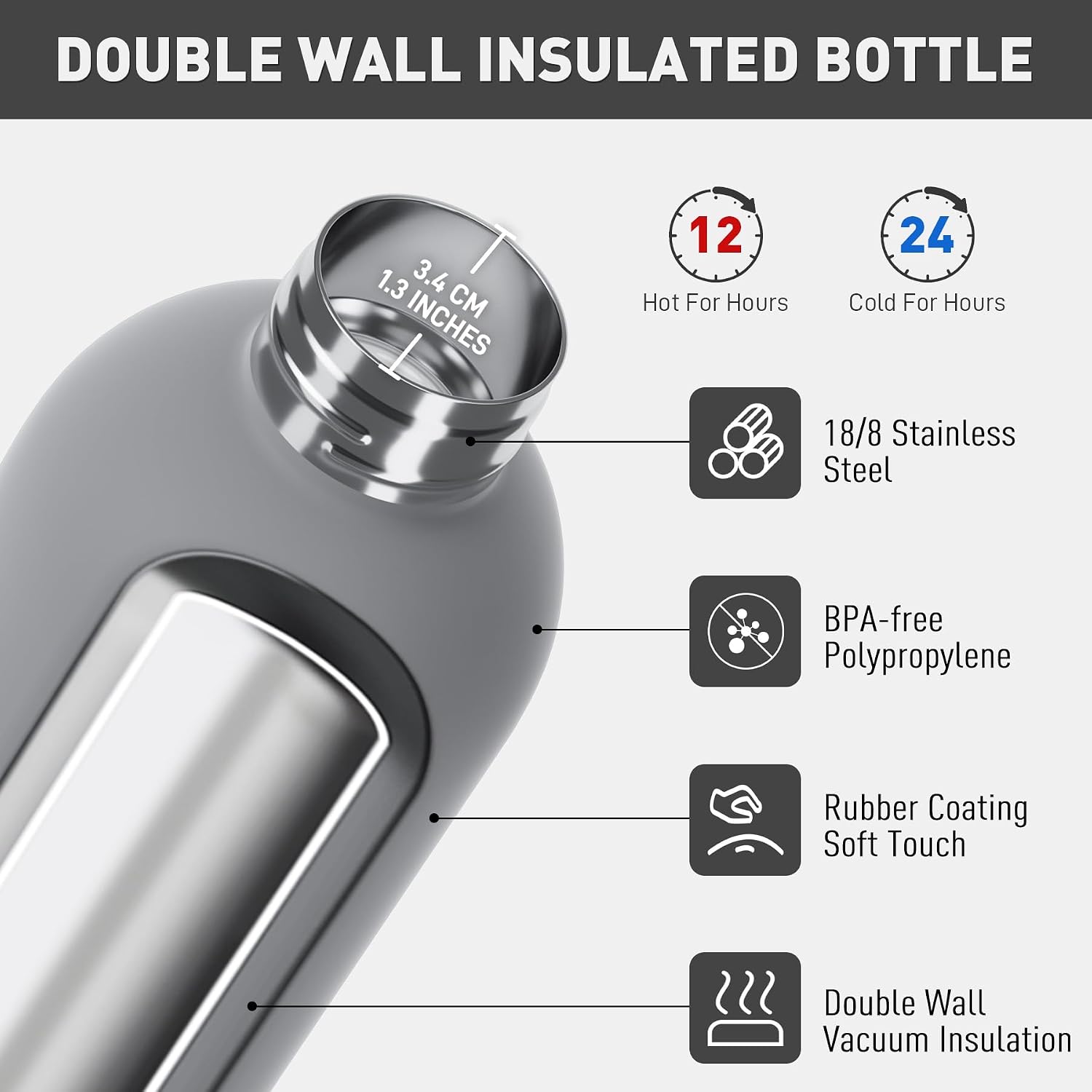 Detalle de Exllena insulated water bottle 1.5L