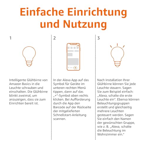 Detalle de Amazon Basics Smarte LED-Glühbirne, farbenwechselnd, E27, 8W (60W), Alexa-kompatibel, 2er-Set
