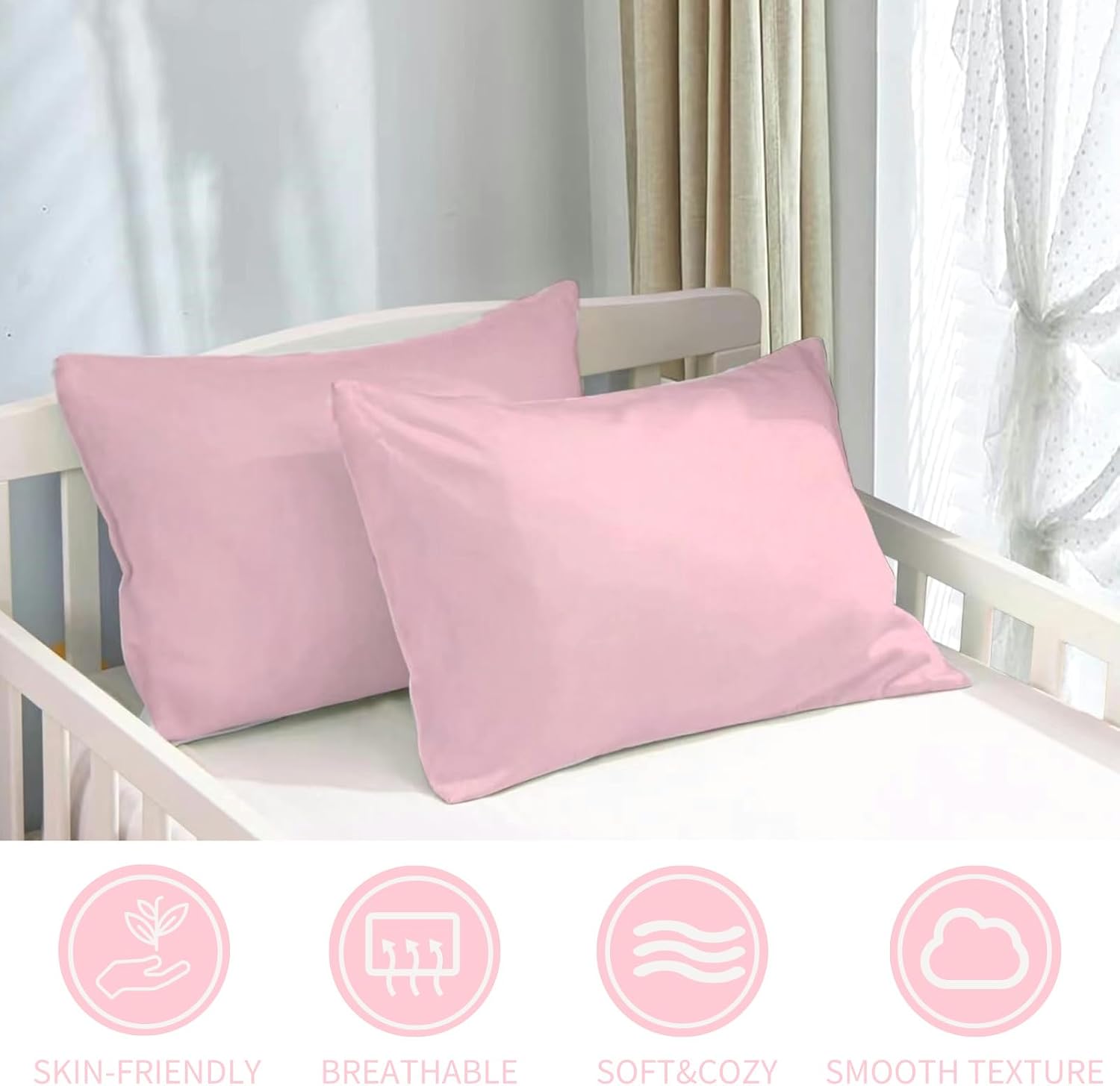 Thumbnail 4 de SeClovers Toddler Pillowcases, 2-Pack, 100% Cotton, Pink, 13 x 18 Inch