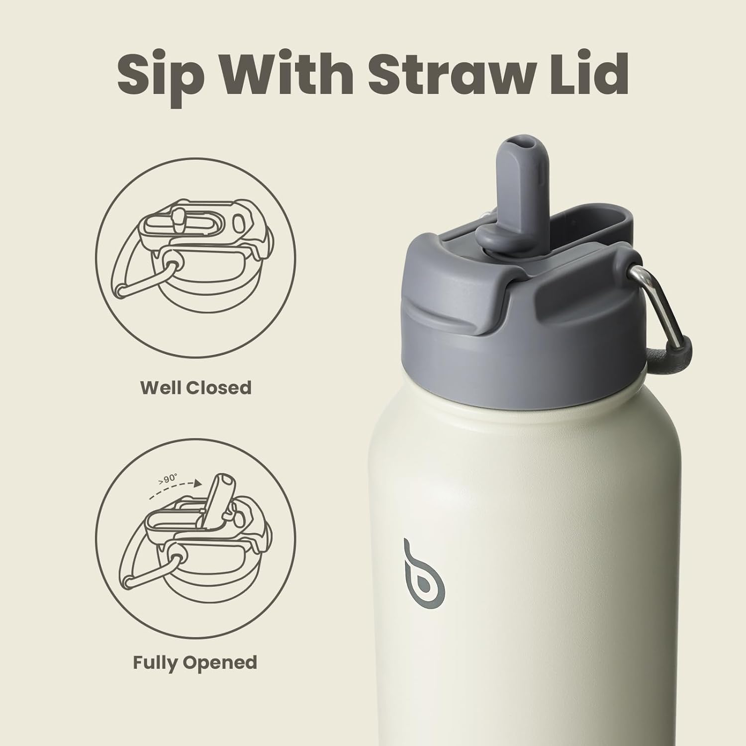 Detalle de bottlebottle Edelstahl Trinkflasche 1L mit Strohhalm