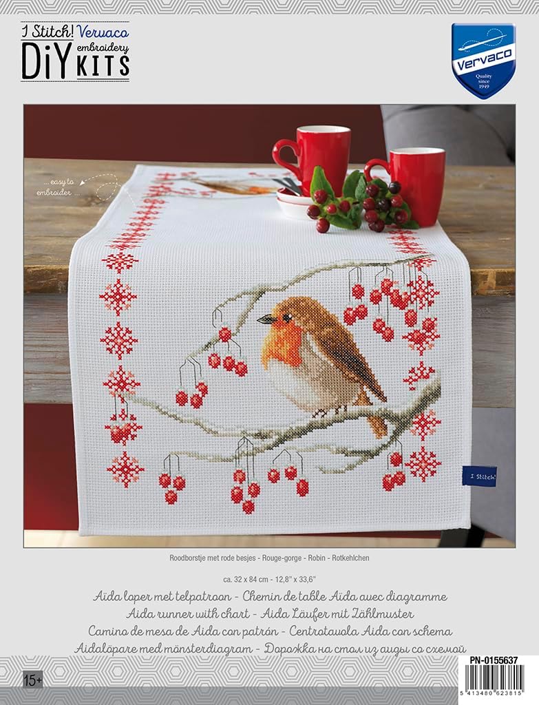 Detalle de VERVACO RUDZIK – liczony zestaw do haftu krzyżykowego na bieżnik 32 x 84 cm