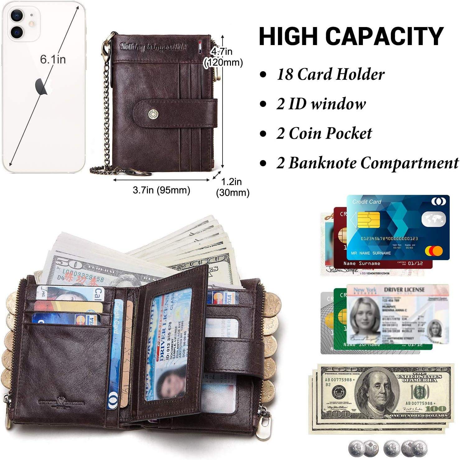 Detalle de Humerpaul leather RFID wallet 18 card slots