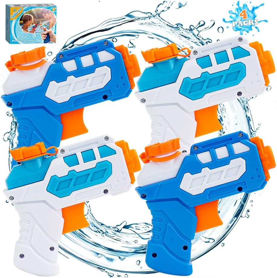 Detalle de 4 Pack Water Pistols for Kids: Small Mini Water Gun Set for Summer Play