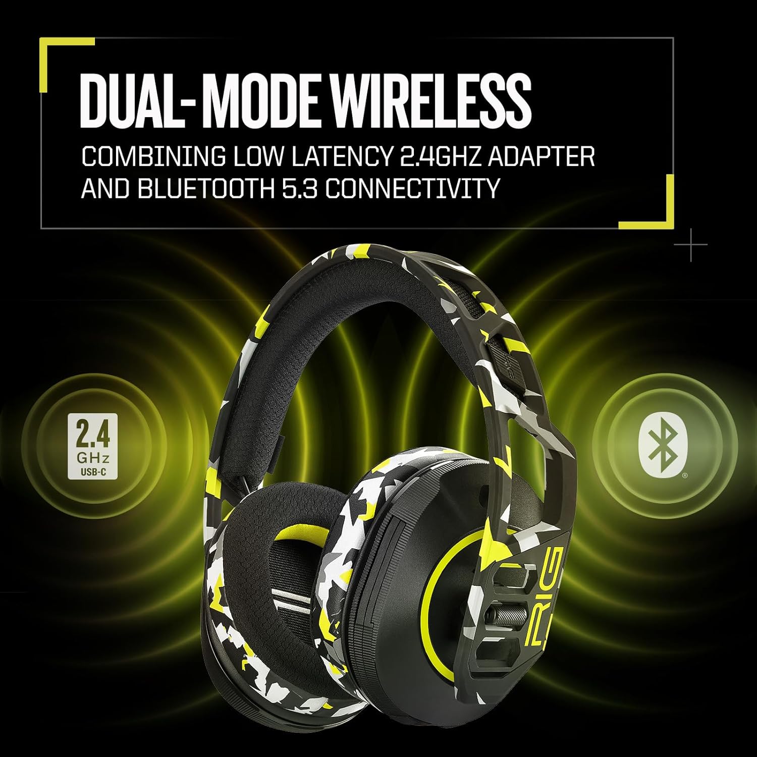 Thumbnail 3 de RIG 600 PRO HS Dual Wireless Gaming Headset (2.4GHz + Bluetooth) for PS5, PS4, Switch, PC, Steam Deck, Android & iPhone — Acid Camo