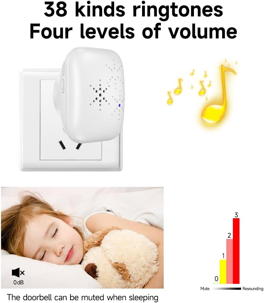 Thumbnail 5 de Cerhot UK Plug Self-Powered Wireless Doorbell (UK 2V4, White)