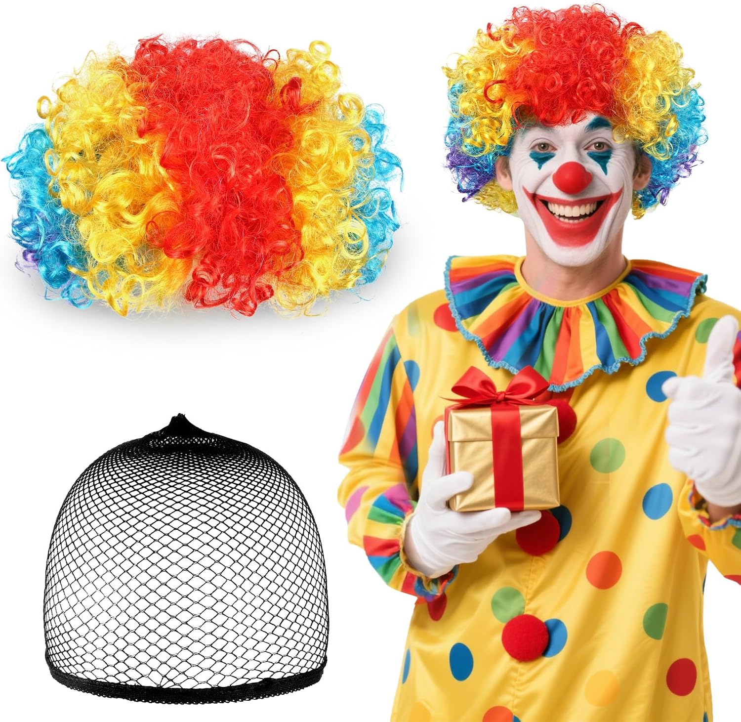 Thumbnail 6 de BSBUY 5189636 clownperuk i färgstarkt, lockigt högtemperatursilke